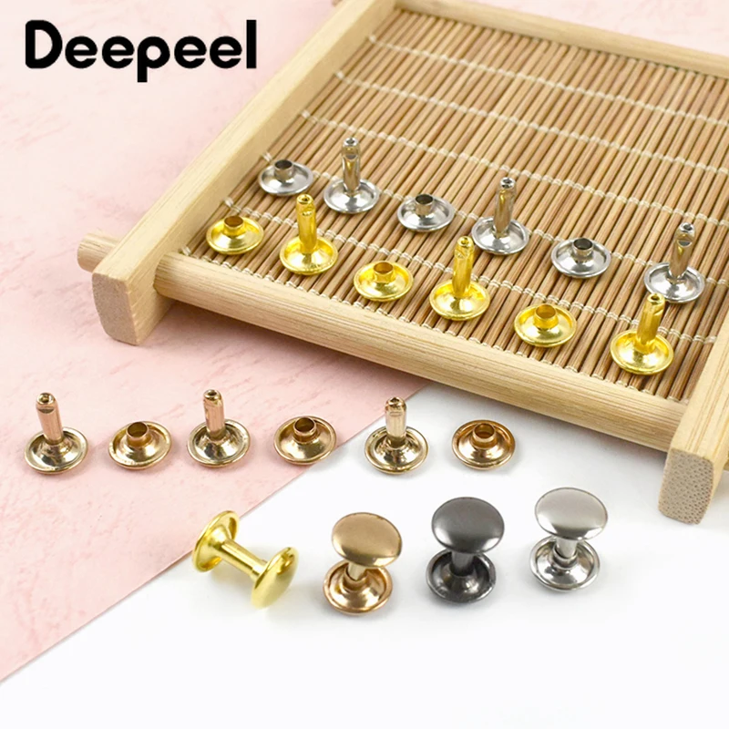 

100Sets 6/8mm Metal Double Cap Round Rivets Studs Button Bag Nail Spike Clasp Belt Shoes Garment Decoration Leather Craft Buckle