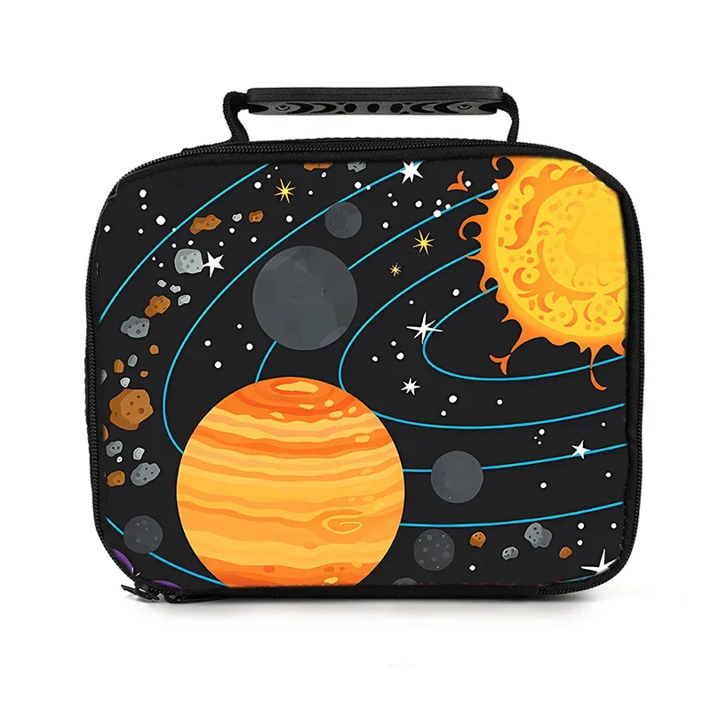 Cosmic Planet Handheld Lunch Bag for Boy and Girl Best Gift 2D Cartoon Lunch Box Bag for Children Thermal Insulation Picnic Bag