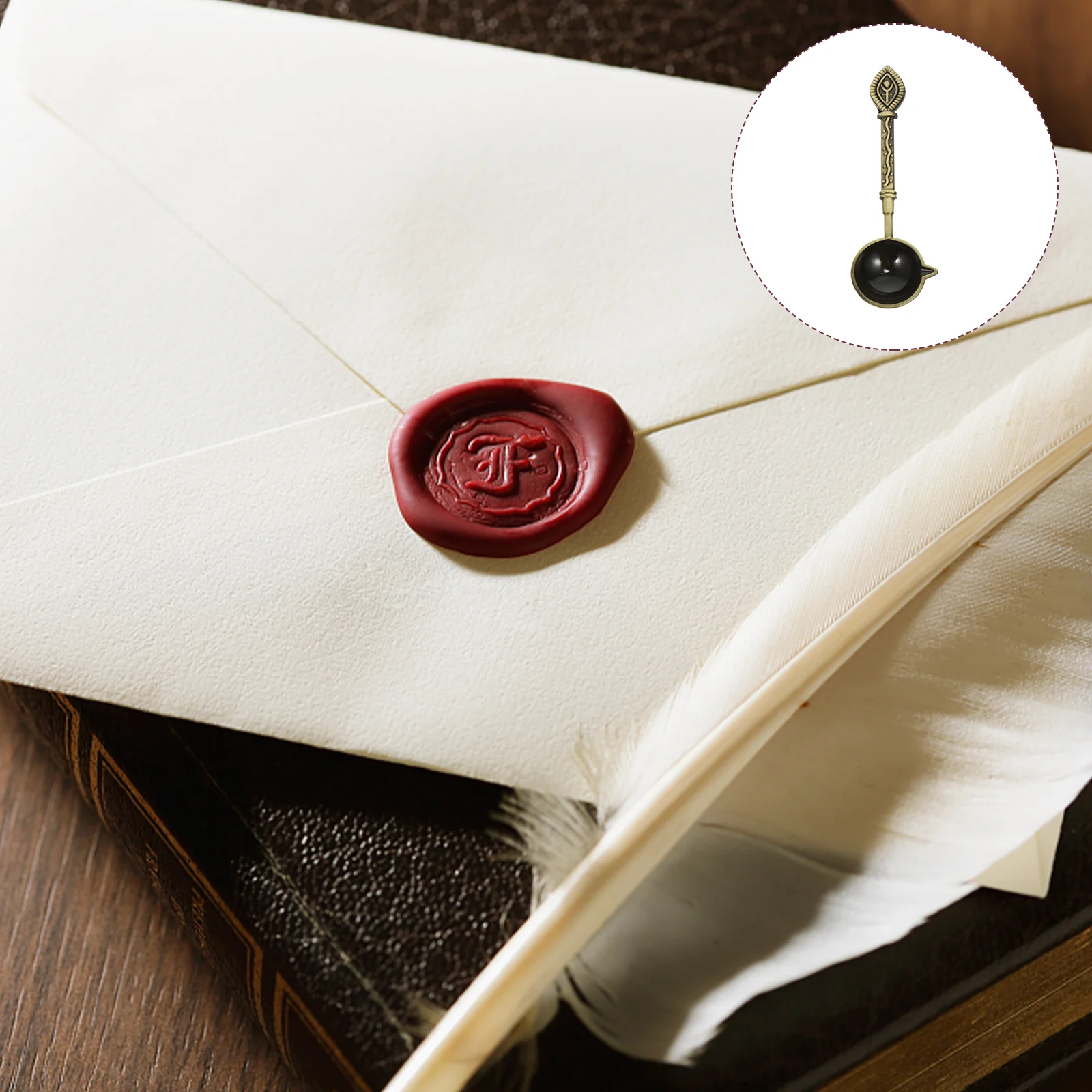 

1Pcs Wax Melting Spoon Metal Retro Golden Thick Copper Head High Temperature Resistance for DIY Wax Seal Stamp Home Decoration