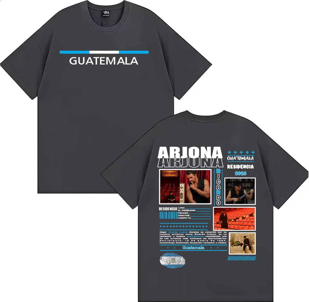 ريكاردو أرجونا ريسيدنسيا 2025 جولة الجرافيك تي شيرت الرجال النساء موضة الهيب هوب خمر تي شيرت مريح 100% القطن المتضخم التي شيرت