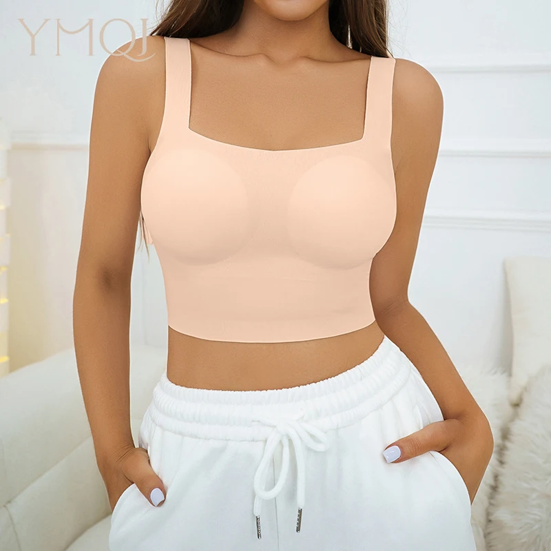 Hot Sale Bra Basic Crop Top Fashion Wireless Push Up Bra Nude Full Coverage Soutien Gorge Ice Silk Seamless Bra For Women