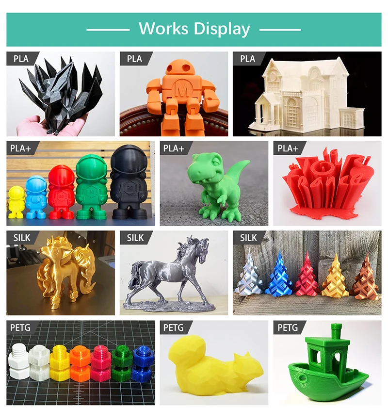 SUNLU 4Rolls PETG Filament 1KG 3D Printer 1.75MM Non-Toxic Good Toughness Biodegradable PLA PLAplus SILK No Bubble 0.5KG TPU