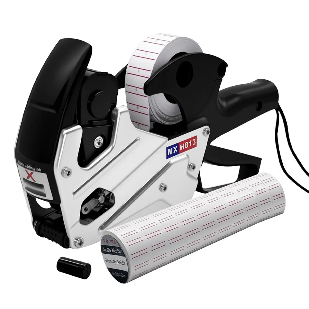 An 8-digit price tag printer, equipped with 5,000 tags and 1 ink cartridge, suitable for retail stores and grocery stores.