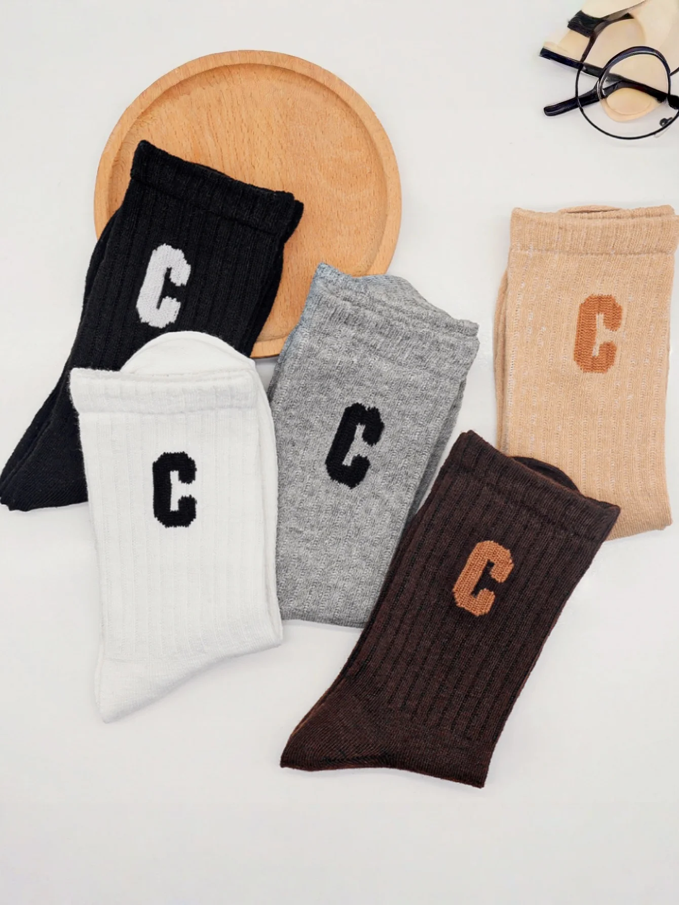 Calcetines de otoño e invierno, modernos, versátiles, con letras, longitud media pantorrilla, estilo universitario, internet-famou