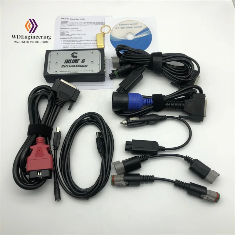 For Cummins Diagnostics Complete INLINE Heavy Duty Truck Diagnostic Tool INLINE 6 V8.7 V7.62 Data Heavy Duty INLINE6