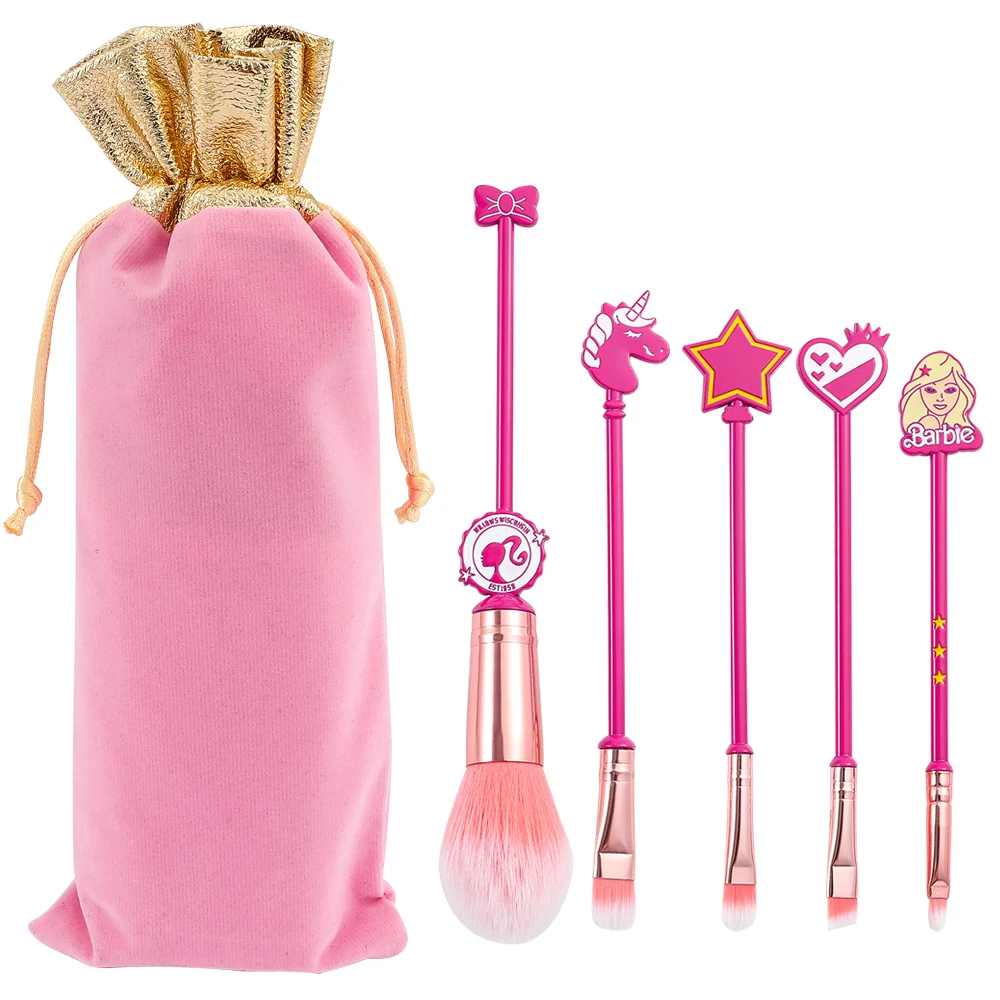 Disney Pink Barbie Creative Metal Handle Makeup Brushes Set for Women Teen Girls Fans Eye Shadow Brushes Tools Birhtday Gifts