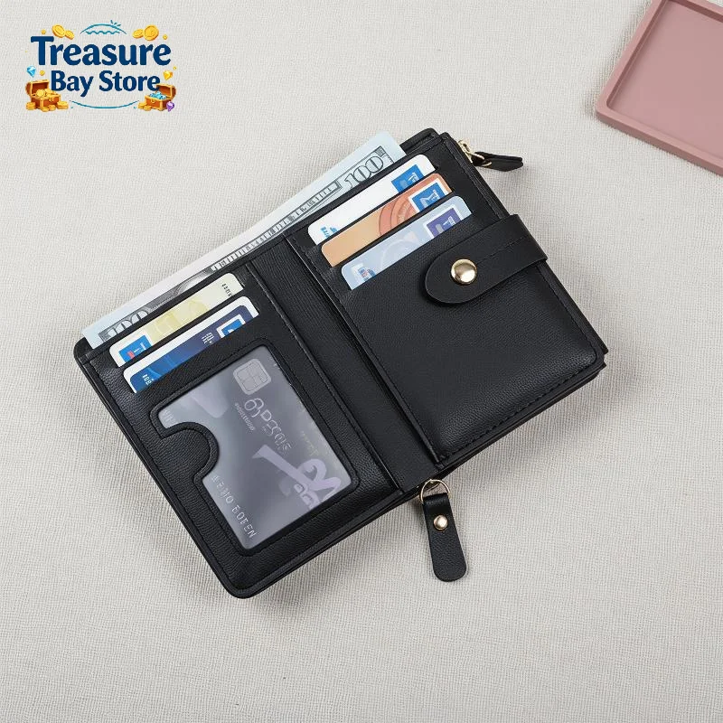 Slim PU Leather Womens Wallet With Zipper Coin Pocket And Multiple Card Slots Perfect For Daily Carry Outdoor Shopping Travel