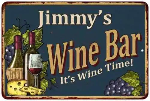 Jimmy's Wine Bar Personalized Green Sign Rustic Decor 108120055306