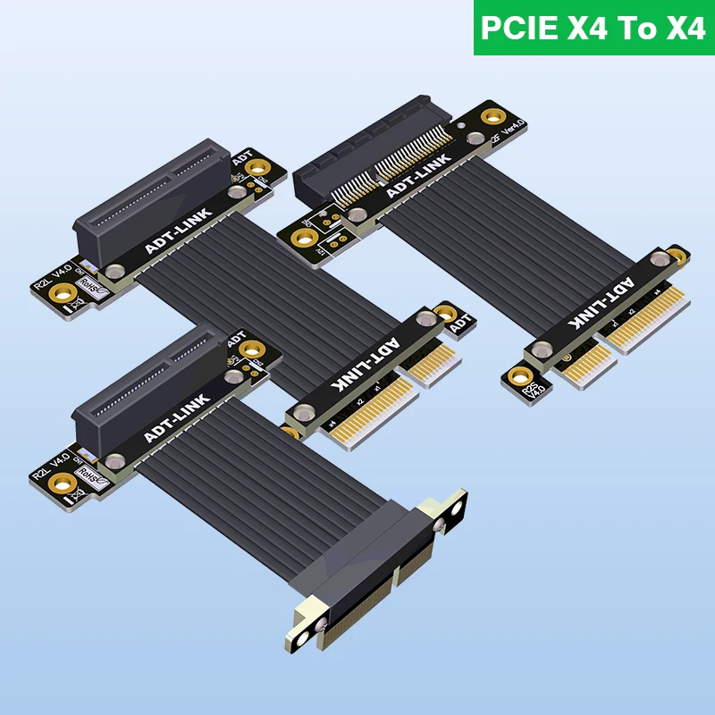 

PCI-E X4 To X4 Turn 90 Degree Upright Right Angle Extension Cables Vertical Double Elbow 90 Degree PCI Express 4.0 X4