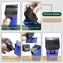 Black Detachable Pet Dog Grooming Clipper Stainless Steel Blades Set, Compatible with Andis, Oster A5, Wahl KM10 Series Clippers