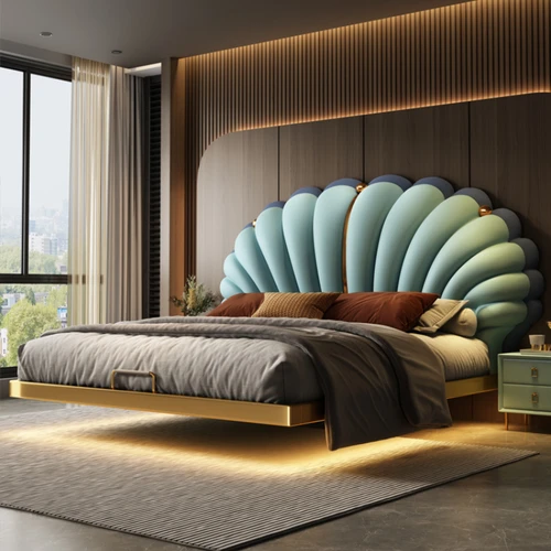 편안한 나무 침대 프레임, 침실, 킹 사이즈, 럭셔리 수면 침대 프레임, 부드러운 디자인, 모듈식 레토, 매트릭스 라운지 가구 