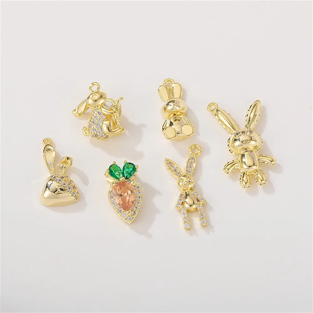 

14K Gold-plated Cute Rabbit Charm Pendant DIY Jewelry Supplies Beads for Necklace Bracelet Craft Accessories