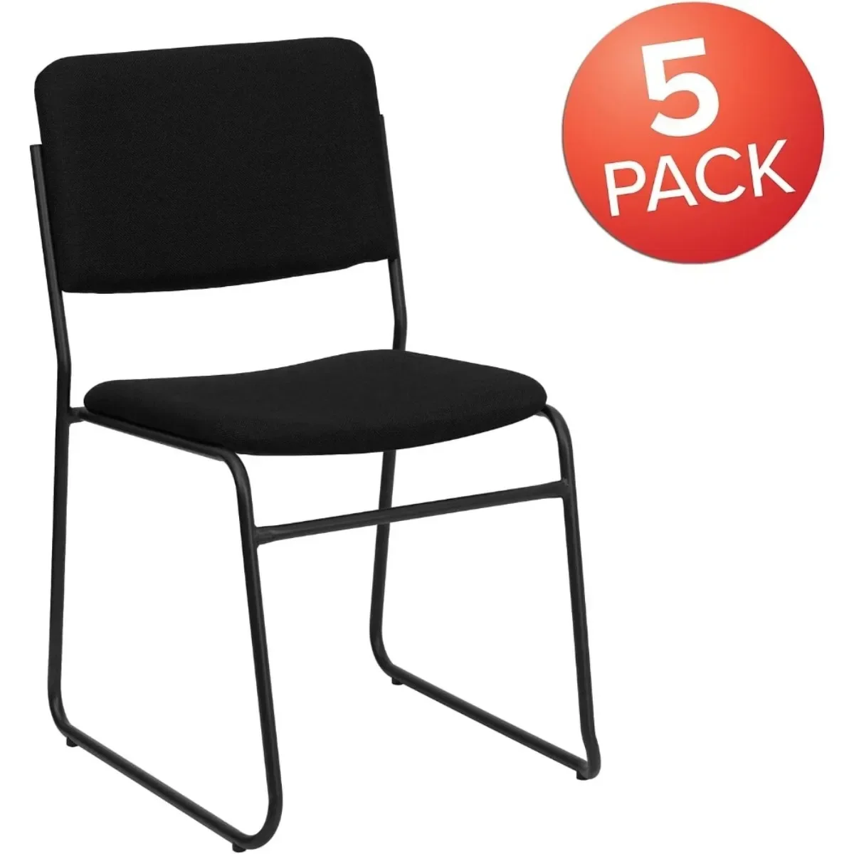 Commercial Stacking Chairs 5-Pack, 500LB Capacity Sled Base Design for Conference, Wedding, Party
