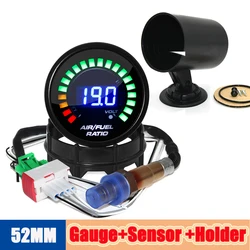 12v Auto Voltmeter Digital Voltage Indicator Air Fuel Ratio Gauge Smoked Face AFR Oxygen Sensor Universal Gasoline Meter for Car