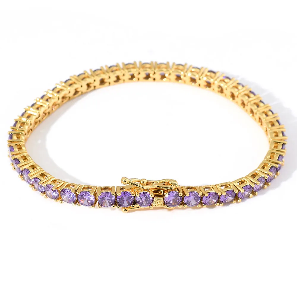 

Apexelle Brand Fashion Jewelry Copper Bracelet For Women Purple Zircon Tennis Chain Bracelet Daily Wear Trendy Jewelry