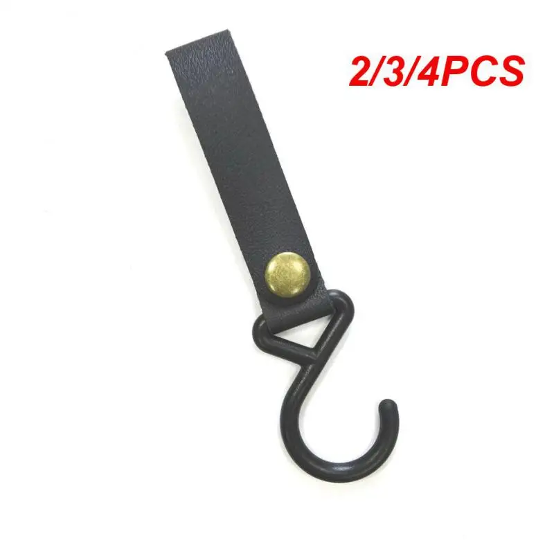 

2/3/4PCS Outdoor Hanging Hooks Rope Portable Clothesline Leather Shelf Hook Durable Storage Rack Campsite Storage Strap S-shaped