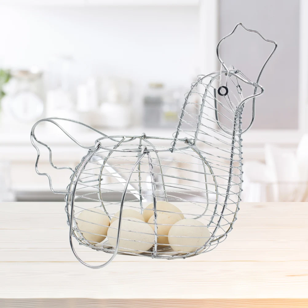 

Storage Basket Ornaments Baskets Kitchen Tool Iron Wire Egg Cover Fruit Refrigerator Container
