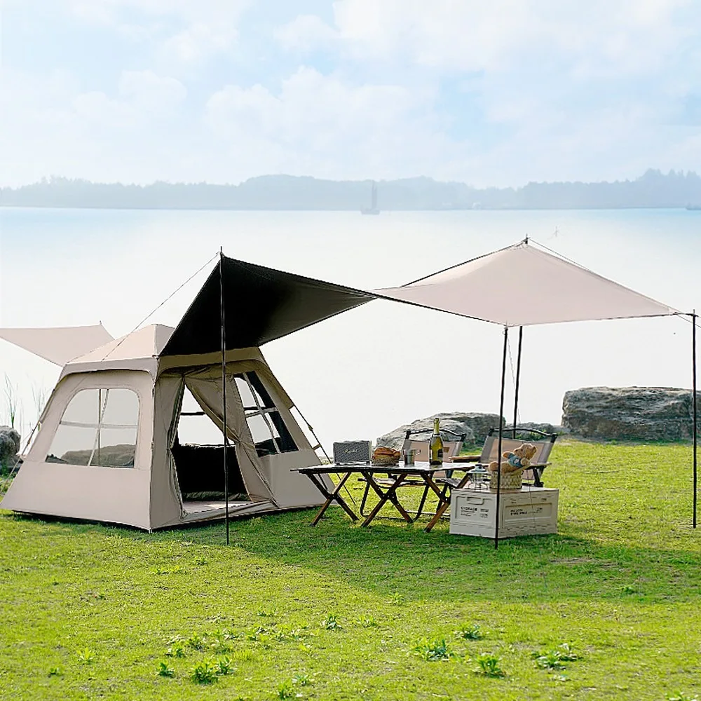 Waterproof 3-4 Person Pop Up Camping Tent, Blackout Canopy Combo, Easy Fold Portable Outdoor Shelter view 4