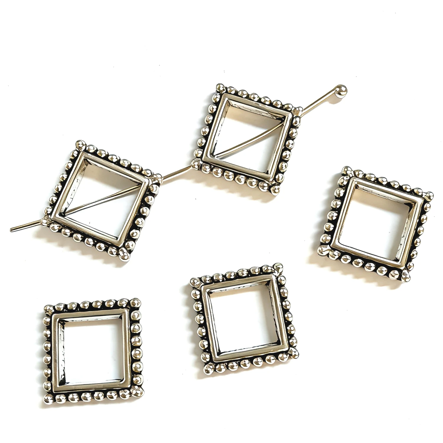 15PCS 16x17mm DARK SILVER TONE RHOMBUS SPACER BEADS H3653