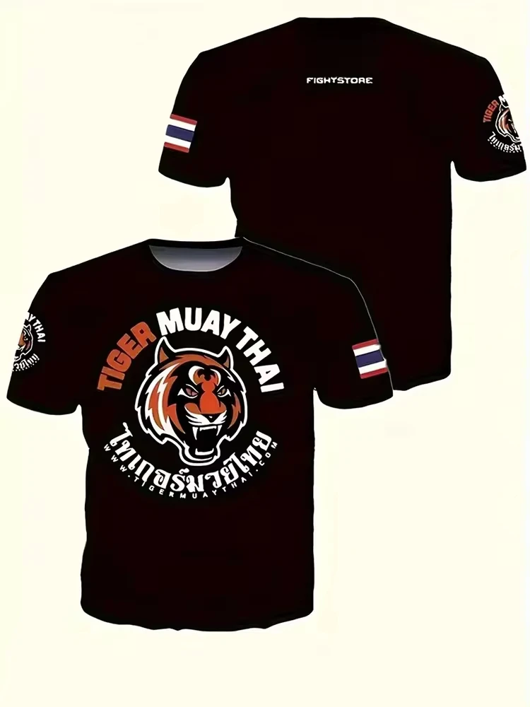 New Arrivals Tiger MuayThai Fitness T-shirts Summer Men\'s Casual Short Sleeve Tee MMA Comprehensive Fighting Training Tees Tops