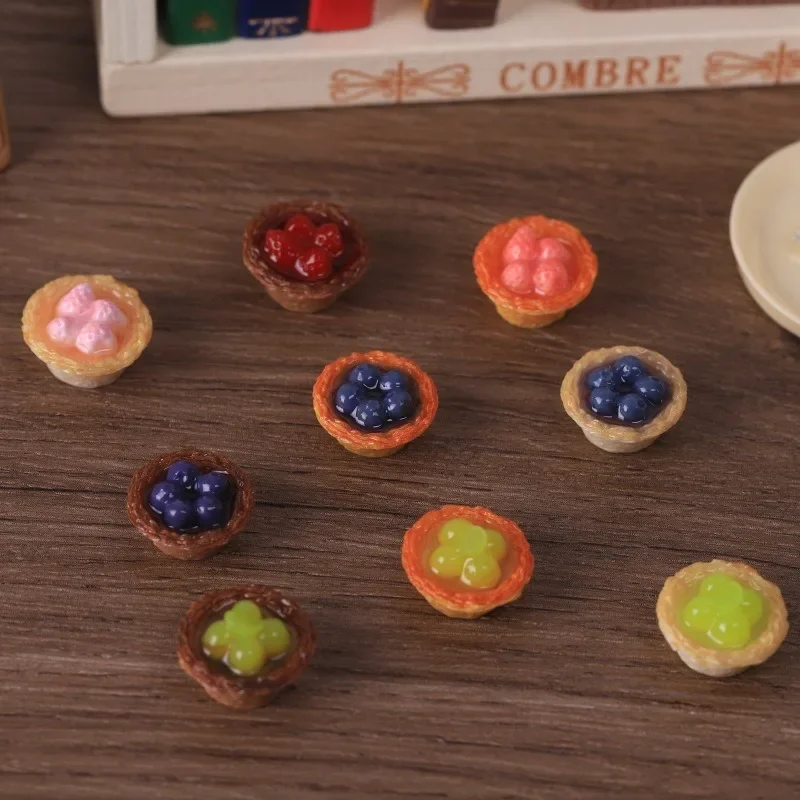 10Pcs Cute Mini Strawberry Blueberry Egg Tart DIY Mini Ornaments Dollhouse & Jewelry Making