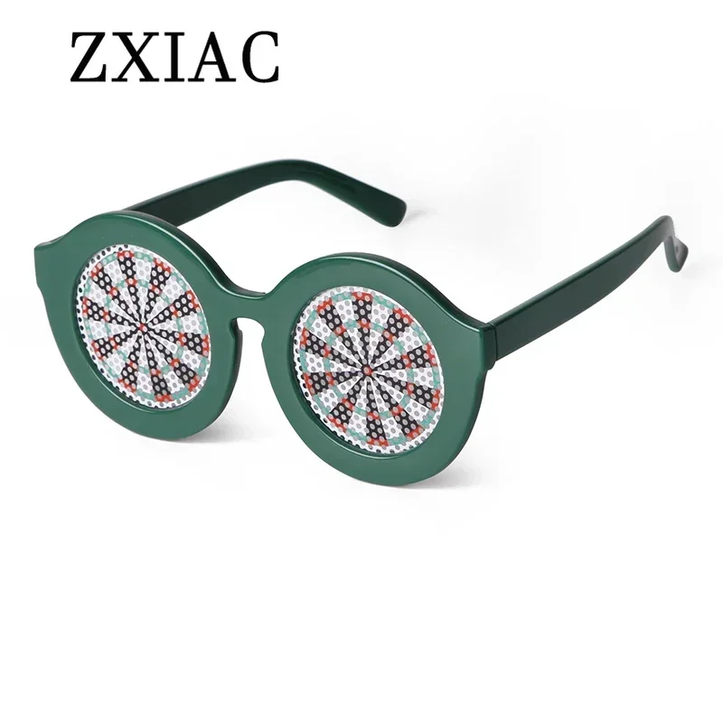 ZXIAC New Small Round Frame Glasses for Women Men Unique Funny Archery Target Sticker Sunglasse Party Festival Eyewear Wholesale