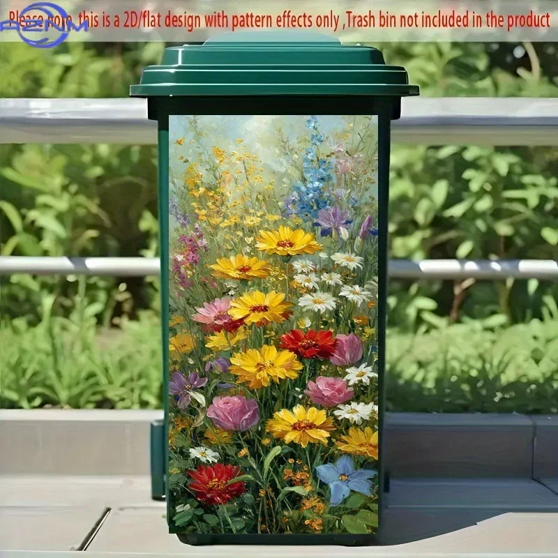 Striking 2D Print Decal Decor Ornament for Frequently‑used Household Garbage Bin