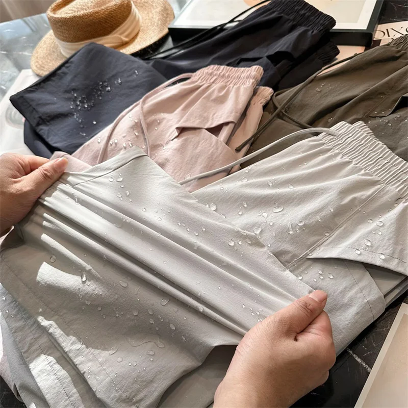 Cargo Sport Pants Women Safari Style Trousers Outdoor Quick-drying High Waist Spring Summer Thin Sun-proof Straight Casual Pants