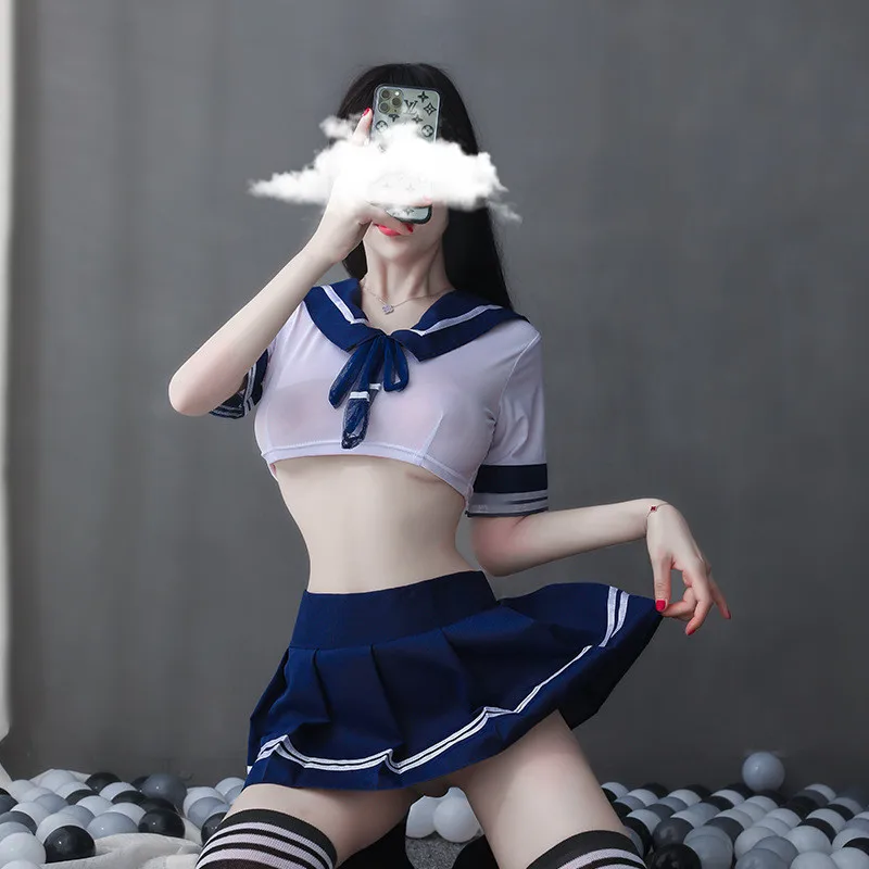 New Sexy School Girl Japanese Erotic Women Costume Lace Babydoll Sexy Cosplay Lingerie Student Uniform With Miniskirt Outfit