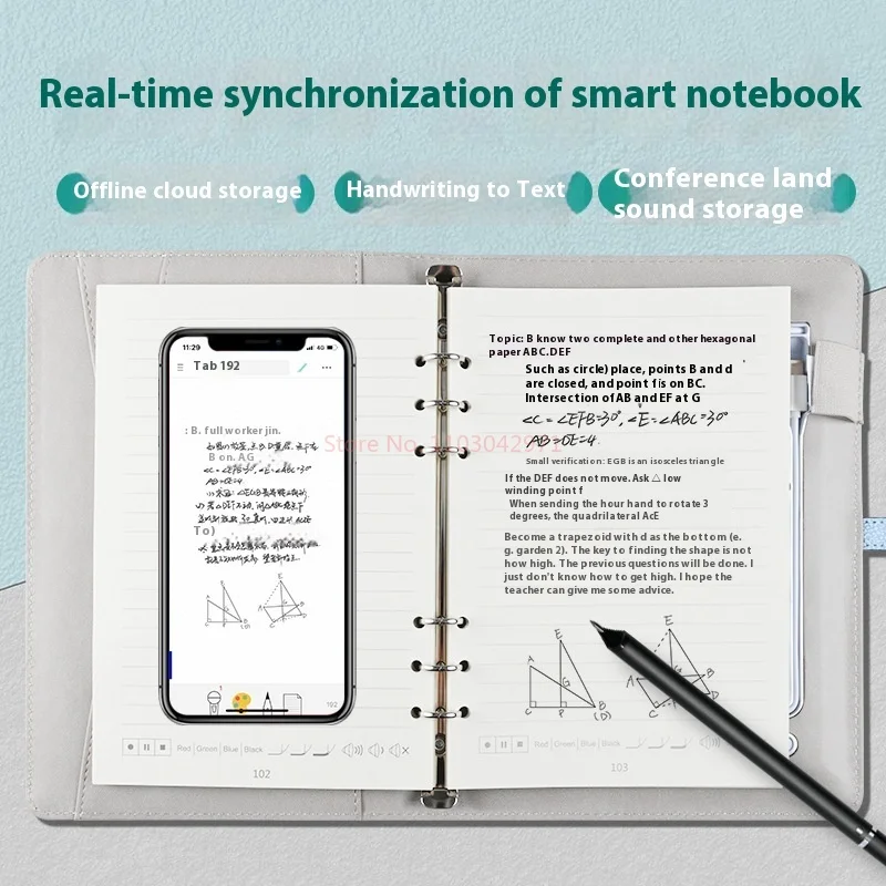 Notebook Carregamento Inteligente, A5, Negócios, Presente De Escritório, Tela De Papel, Sincronização, Eletrônico, Manuscrito, Folha Solta