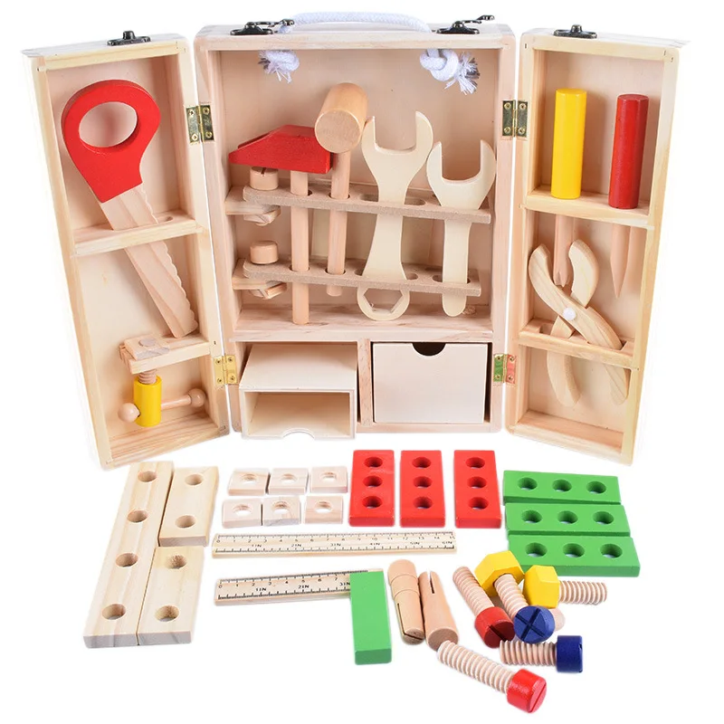 

Wooden DIY Portable Puzzle Simulation Toolbox Lightweight Children's Play House Toy Set Boy Repair Toy Toddler Kids Toys Boys