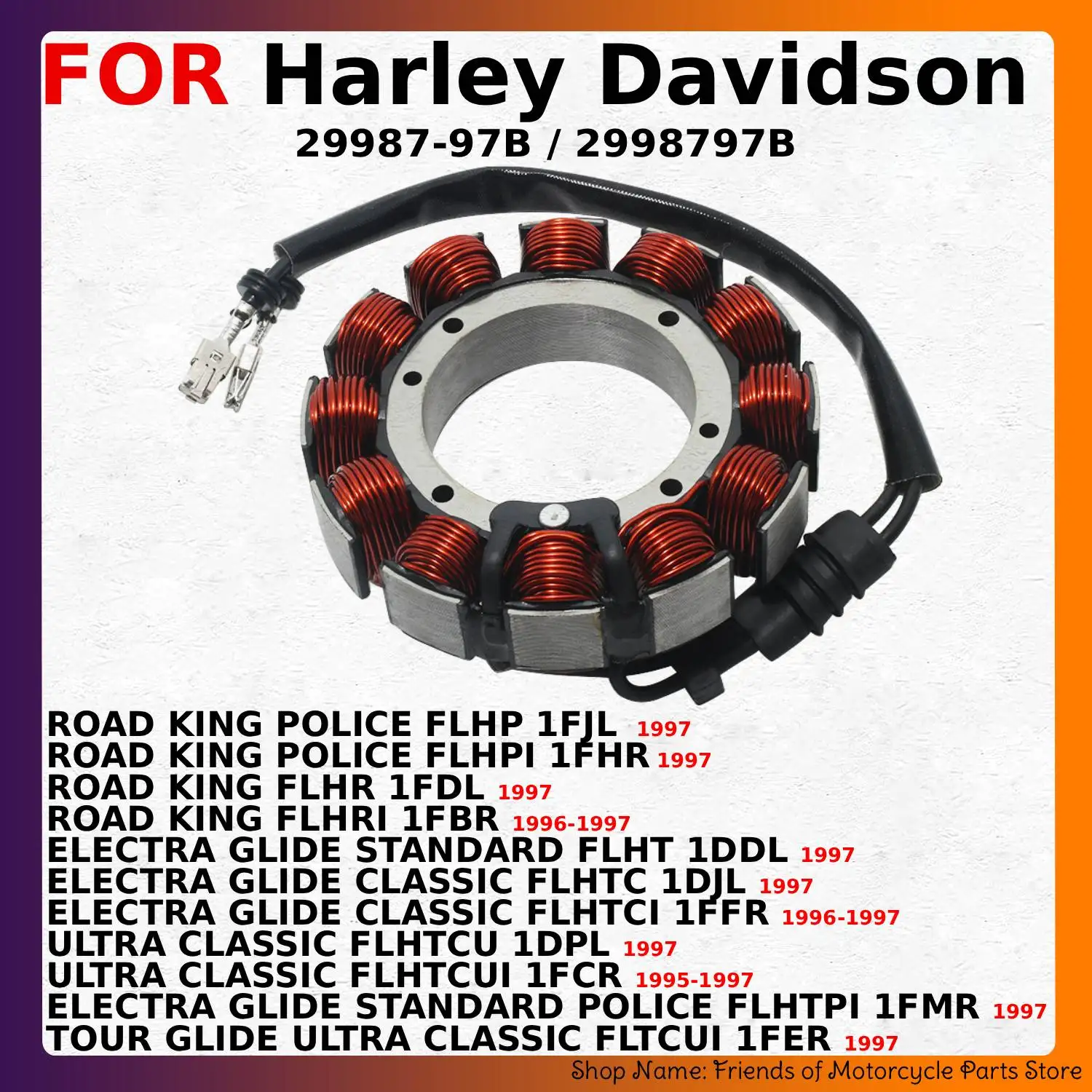 2998797B Motorcycle Magneto Ignition Stator Coil For Harley Davidson FLHP 1FJL FLHPI FLHTC 1DDL 1FHR 1FDL 1FBR FLHT FLHTCI 1FFR
