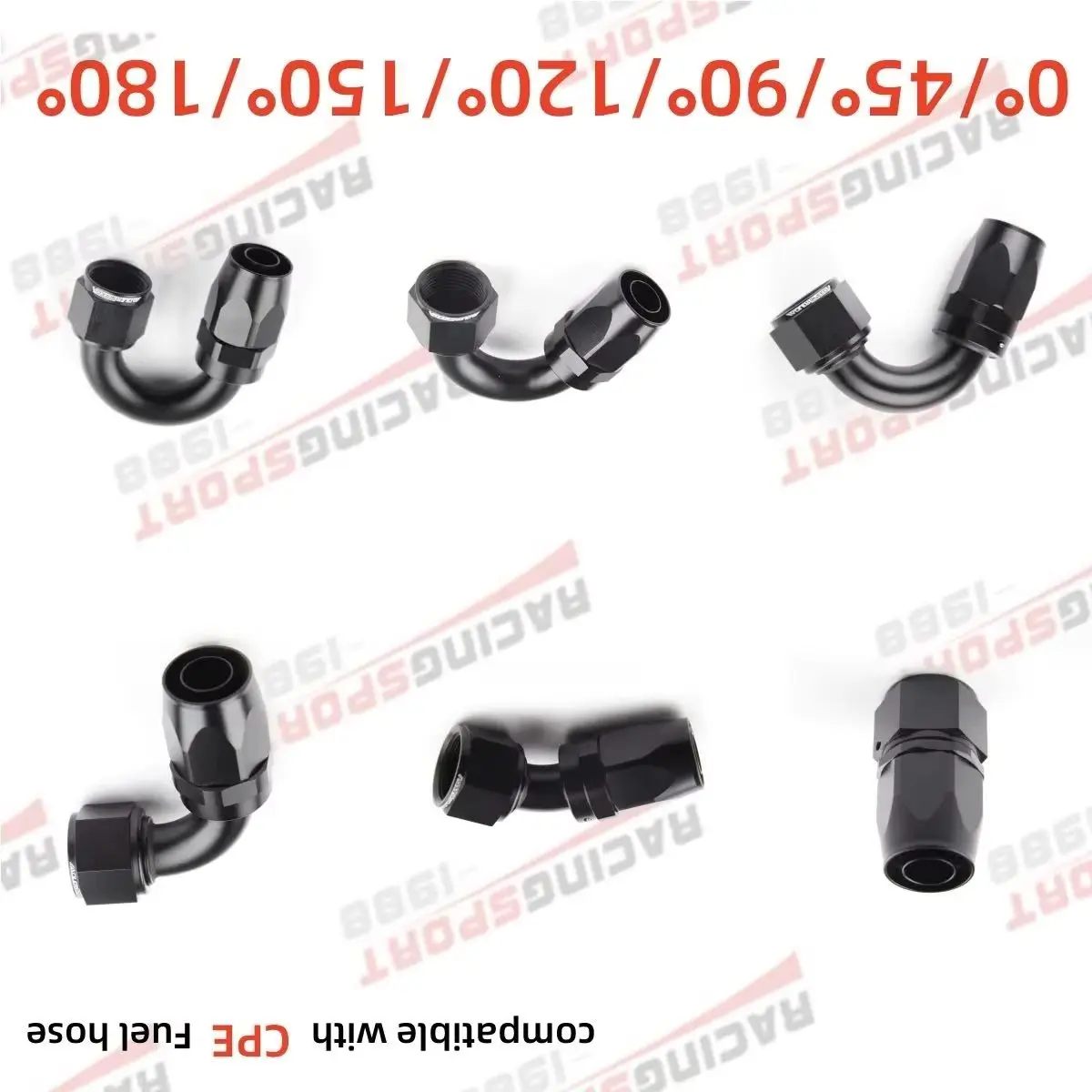 AN4 AN6 AN8 AN10 AN12 AN16 Straight 0 45 90 120 180 Degree Oil Fuel Swivel Hose End Fitting Oil Hose End Adaptor Kit Black