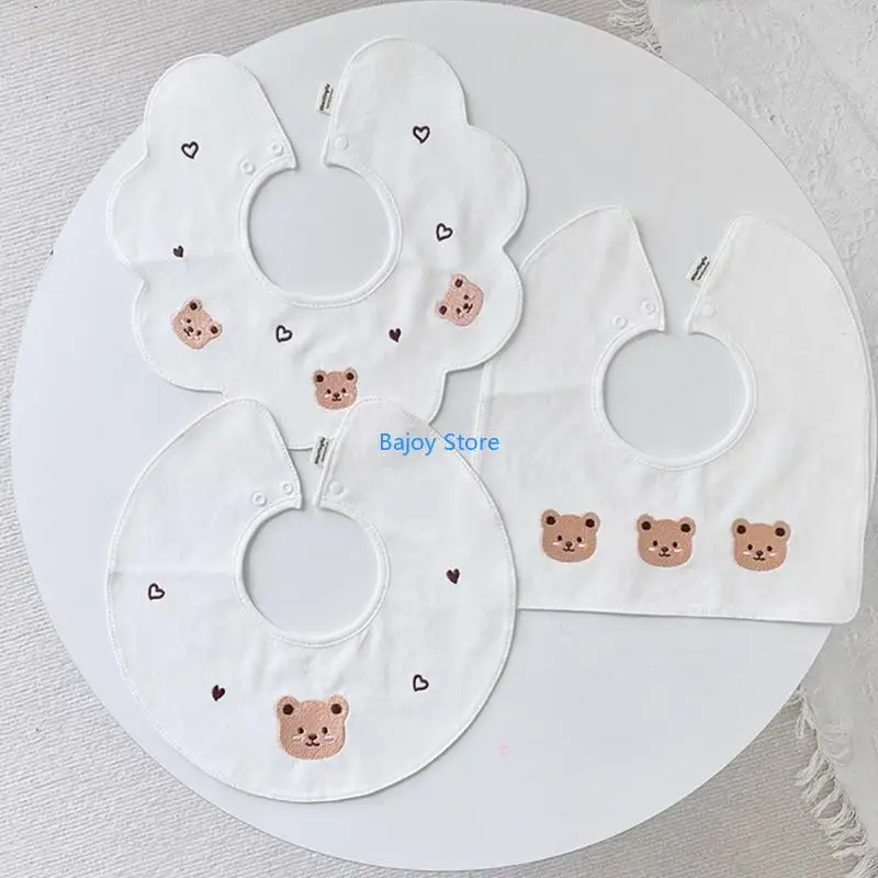 

63HE Cartoon Print Saliva Towel Newborn Bibs Burp Cloths for Boy Girls Feeding Bib
