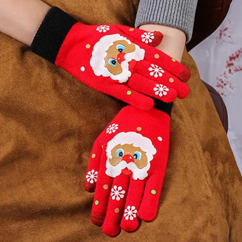 Christmas Gloves For Women Christmas Windproof Winter Thermal Gloves Cold Weather Thermal Anti Slip Heated Gloves For Hiking