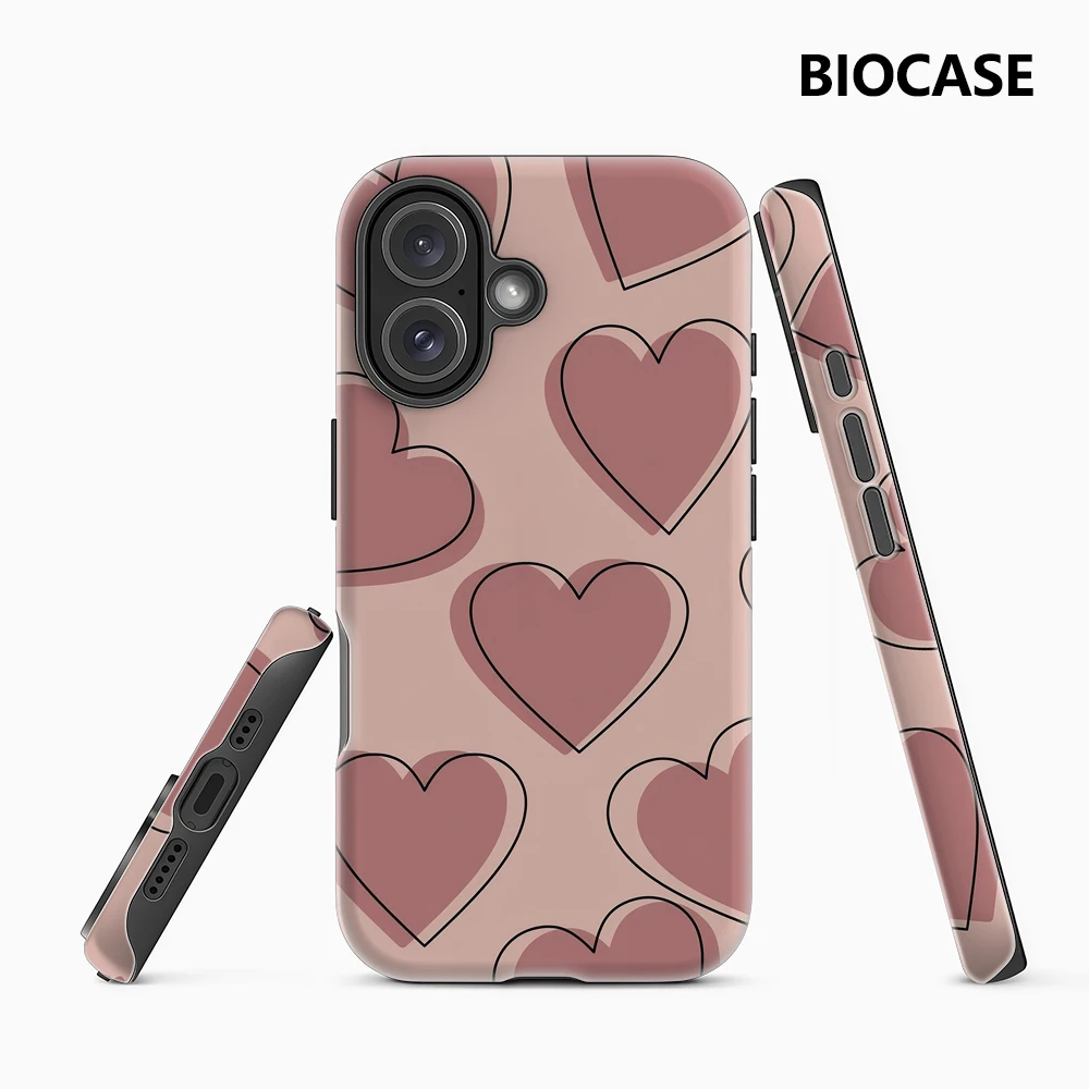 Pink Heart Outlines IPhone 17 Must-Haves Handyhülle für IPhone 17 16 15 14 13 12 11 Pro Max Plus Doppelschichtige Rückseite