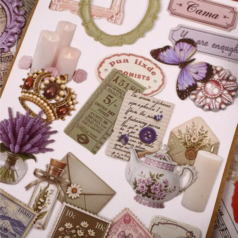 1pack/15pcs Retro Antique Item Stickers, Vintage Gadget Handicraft Journal DIY Collage Materials