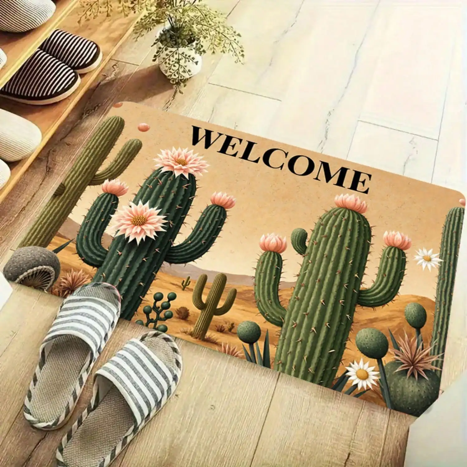 Cactus Cacti Desert Plant - Soft Thick Mat Suitable For /Outdoor Use, Low-Maintenance Modern Cactus, Machine-Washable Mat For Bedroom, Living Room, Entryway