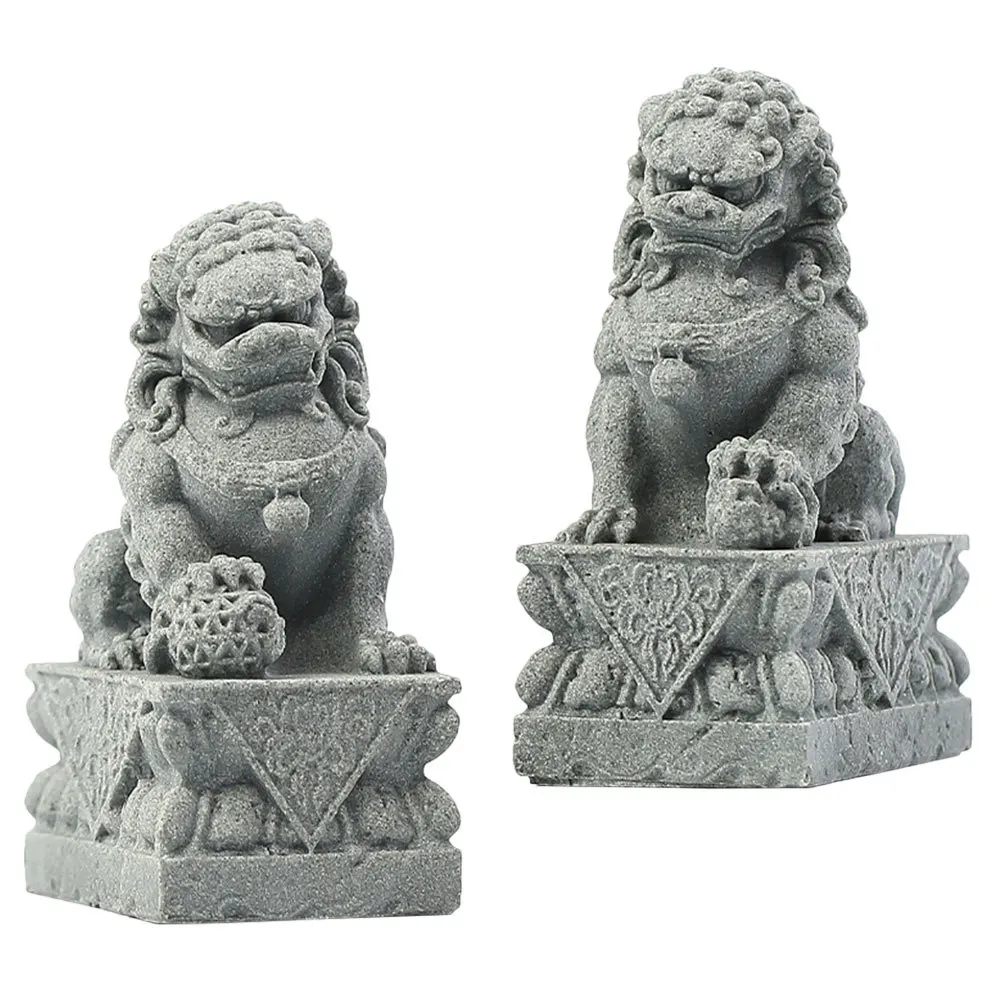 

1Pair Mini Lion Statue Decorative Home Office Desktop Sculpture Lucky Wealth Ornament Mini Lion Figurine