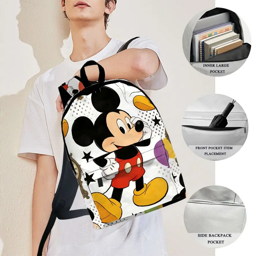 

1pc Mickey Mouse Cute Printed Design Backpack, Fashionable and Simple, Unisex, Large Capacity, High-Quality Gift