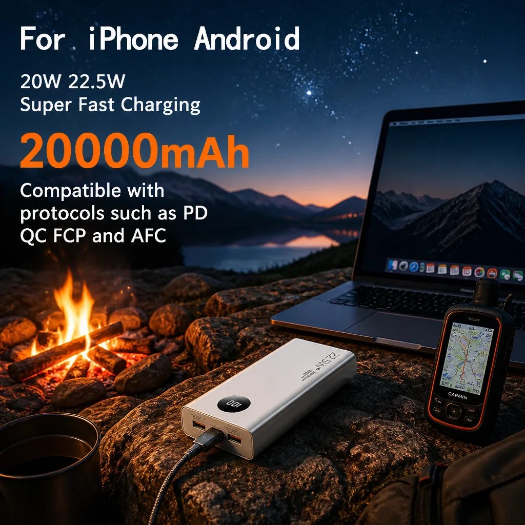 Power Bank 22.5W Fast Charging 20000mAh Large Capacity Portable External Charger Compatible With iPhone Android Mobile Phones
