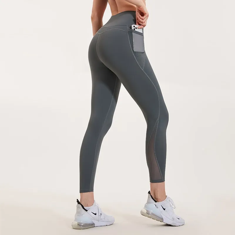 

Vansydical High Waist Sport Leggings Women Seamless Yoga Pants Mesh Workout Fitness Leggins Femme Running Gym Tights with Pocket