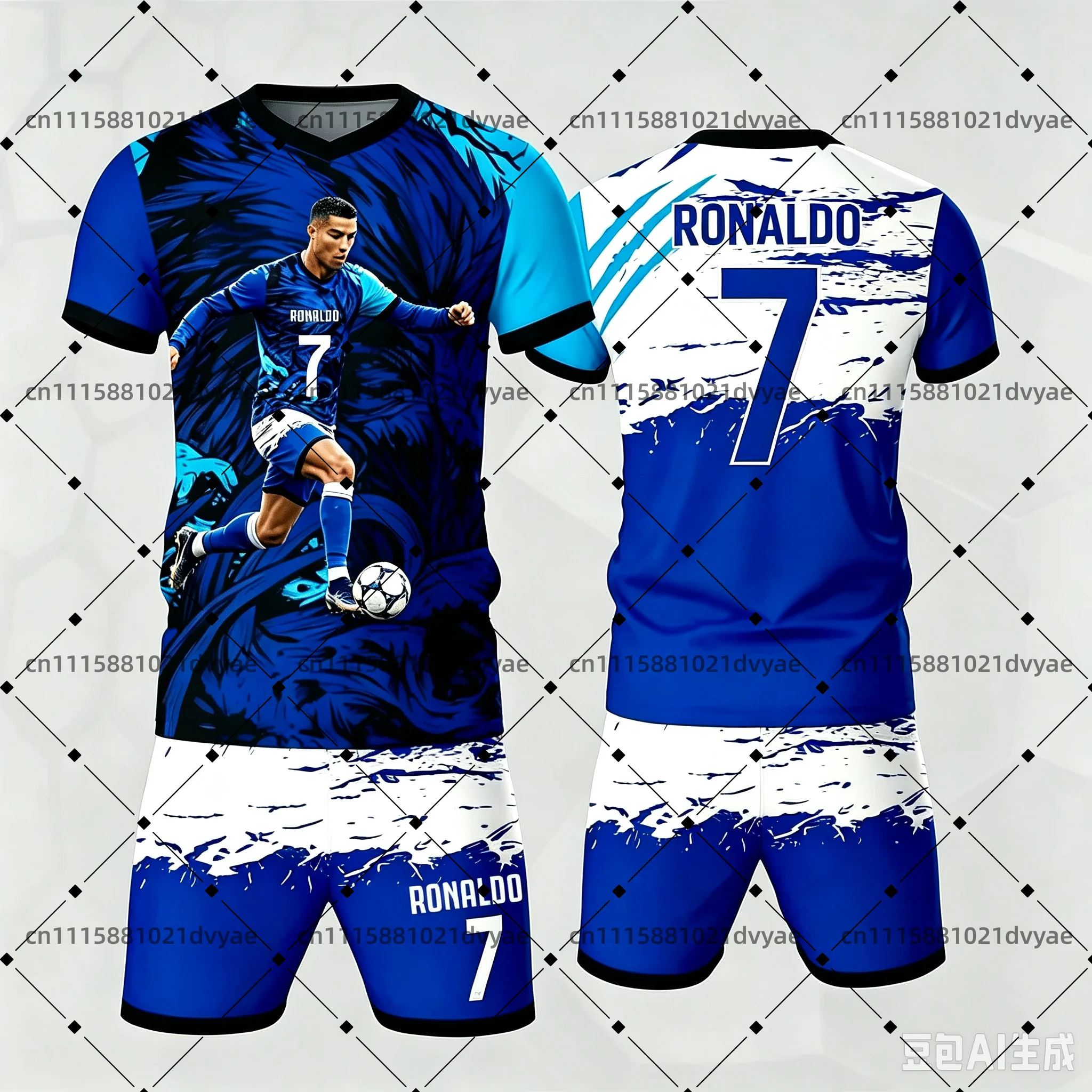 Summer Gradient Print Theme Jersey for Training and Daily Wear - Short-sleeved Shirt and Shorts