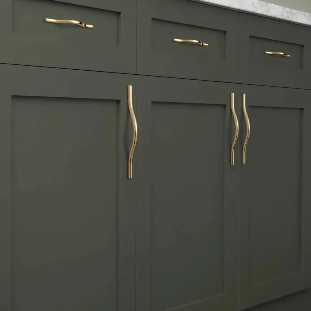 Goo-Ki Low Profile Antique Brass Cabinet Pulls Double Hole Centers(11.4''/12.6'') Zinc Alloy Handle for Drawer Cupboard Wardrobe