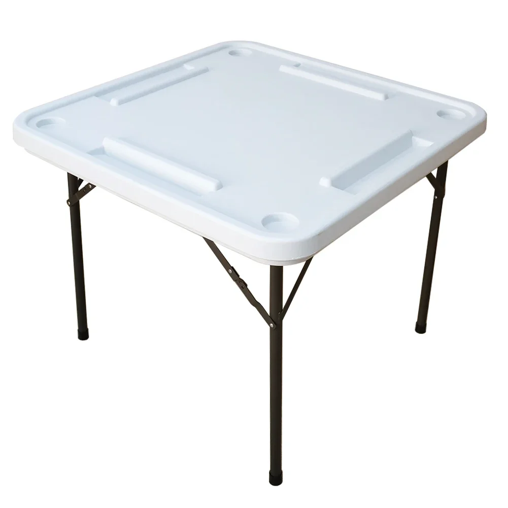 طاولة ألعاب الدومينو لـ 4 لاعبين مع رفوف بلاط وحاملات مشروبات، طاولة ألعاب ببطاقات قابلة للطي مكونة من 4 ألعاب