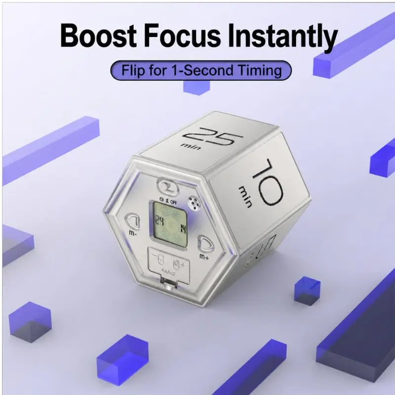 Hexagon Countdown Timer Self Discipline Time Reminder Device Multifunctional Cooking Alarm Timer For Kitchen Study Time Manage
