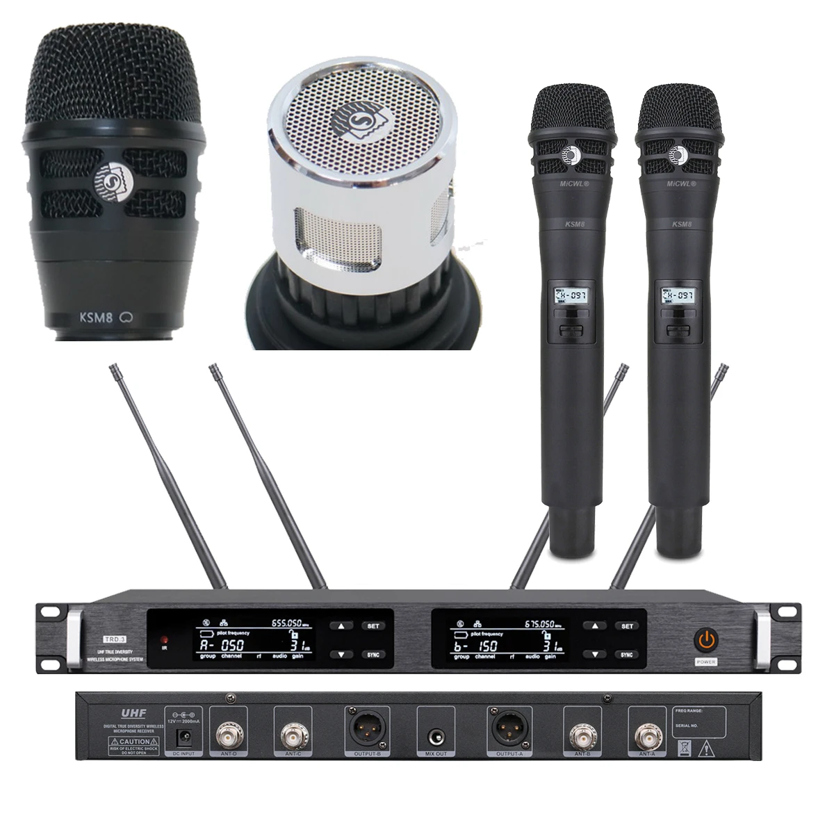 

MICWL ULXD24 Professional Wireless Microphone System KSM8 Silver Capsule Dynamic Stage Karaoke Sets