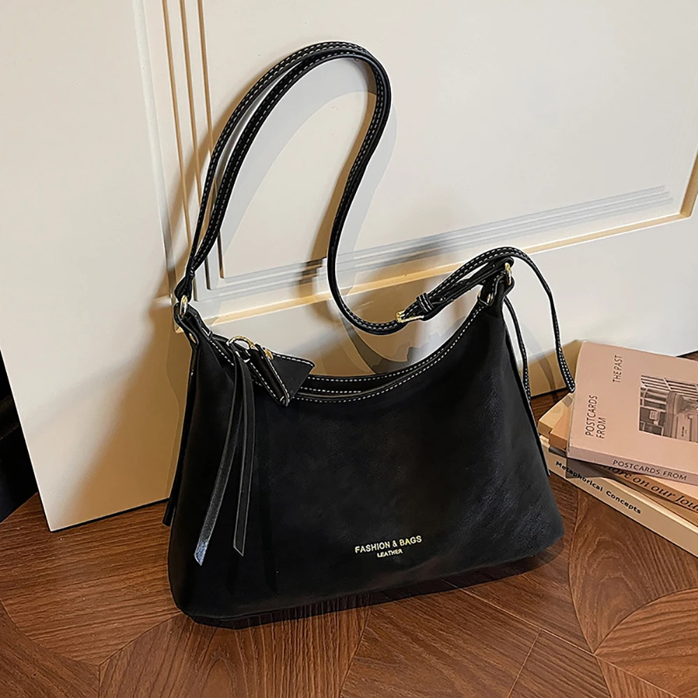 Women's Early Autumn Soft Shoulder Bag Large Capacity Delicate PU Leather Zipper Underarm Bags Daily Dating Commute Handbags