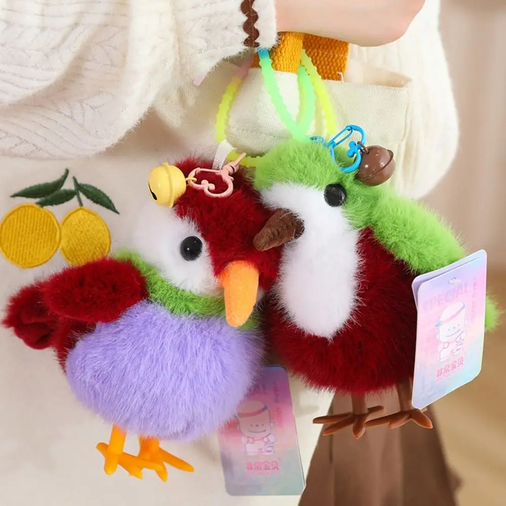 Blue Tit Birds Plush Pendant Imitation Fluffy Birdie Doll Keyrings Collection Plushies Parrot Plush Doll Christmas Gift