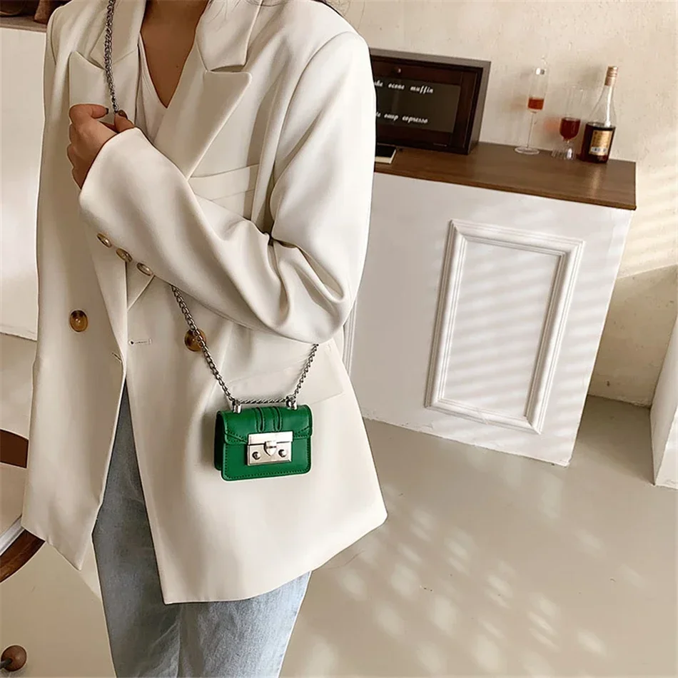 Mini Cute Women\'s Square Lipstick Crossbody Bag Purses Handbags Black Pink Blue Orange Green PU Leather Shoulder Bags for Ladies